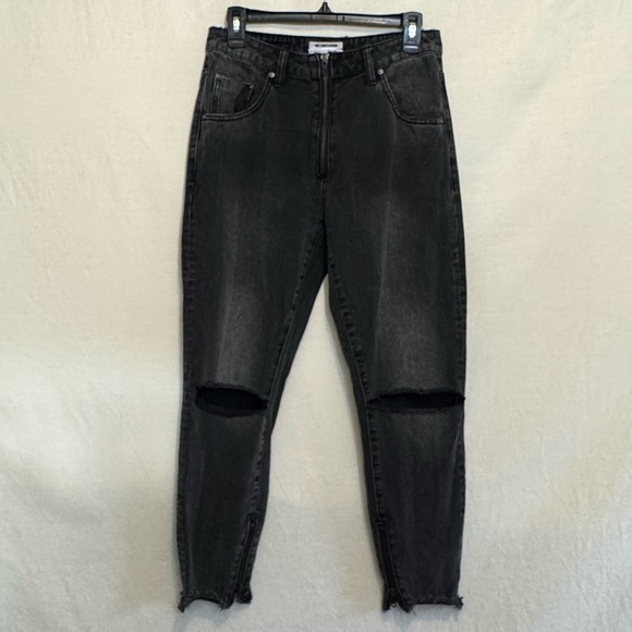 One Teaspoon Denim - B-211 One X One Teaspoon Black Distressed High Waist Skinny Jeans Size 28‎